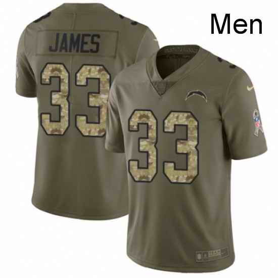 Men Nike Los Angeles Chargers 33 Derwin James Limited Olive Camo 2017 Salute to Service NFL Jersey